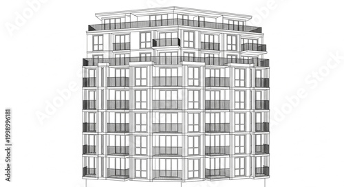 Modern Multi-Story Building with Architectural Design.