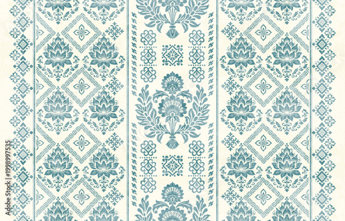 Motifs Ikat floral paisley embroidery floral. ikat ethnic Saree Sarong oriental pattern traditional.Ikat embroidery style abstract embroidery design for texture,fabric,clothing,wrapping,decoration