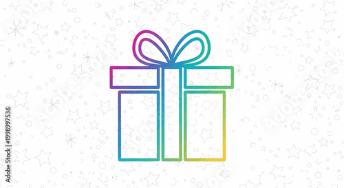 Colorful Gift Box Icon with Bow on Starry Background - Celebration, Surprise, Present