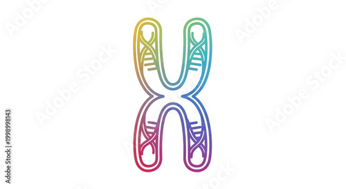 Colorful Chromosome with DNA Strands, Science and Genetics Concept