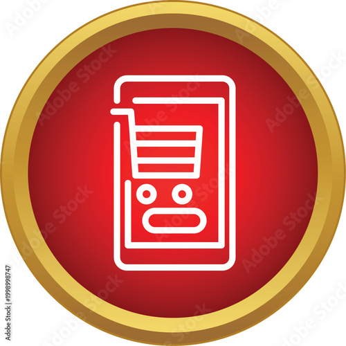 Mobile shopping application icon or e commerce button concept