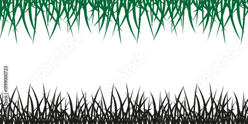Green Grass Border Vector with Lawn, Meadow and Natural Garden Landscape Elements