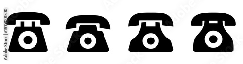 電話・黒電話のアイコンイラスト