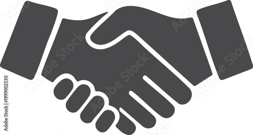 Minimal handshake icon hand made illustration simple business partnership agreement symbol flat clean modern design isolated on transparent background