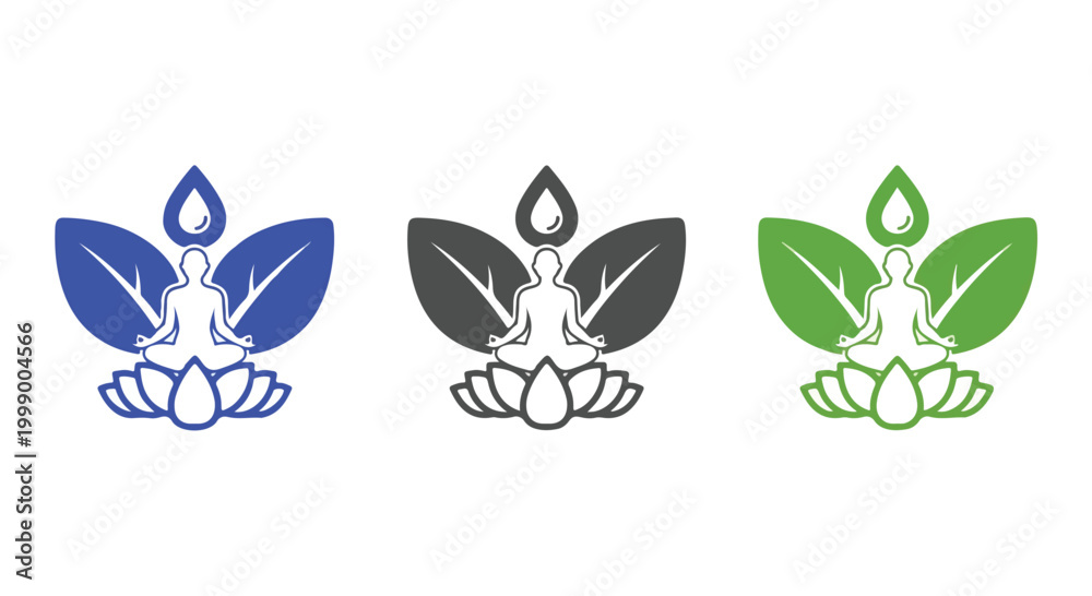 Obraz premium Minimalist vector illustration of a stylized candle with flames in three different color variations including blue