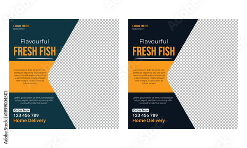 Fish social media post banner template