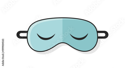 Minimalist flat icon of a black sleep mask featuring closed eye lashes embroidery isolated on white background symbol for relaxation bedtime slumber night rest and wellness accessory.