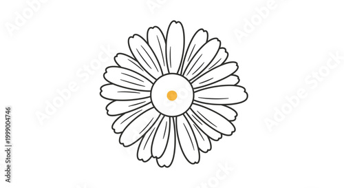 Minimalist handdrawn daisy flower icon doodle isolated on white background. Simple flat vector illustration of a blooming botanical blossom for nature and garden design projects.