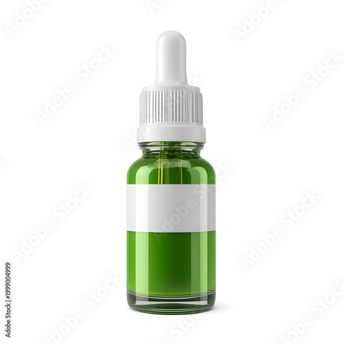 Green bottle with a liquid