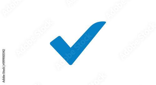 Single Blue Check Mark Symbol Representing Success and Verification Isolated on Clear White Background Minimalist Flat Vector Graphic Icon for Digital Interface Approval Sign