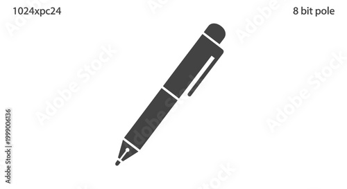 Minimalist blue ballpoint pen icon isolated on a white background for office supplies, creative writing, education, and professional signature symbol in a clean flat vector illustration style.