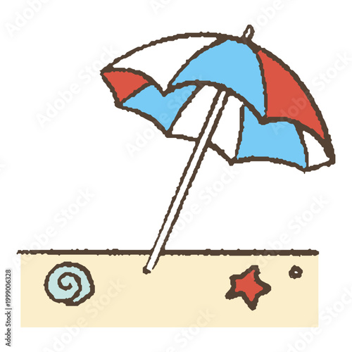 砂浜とパラソル