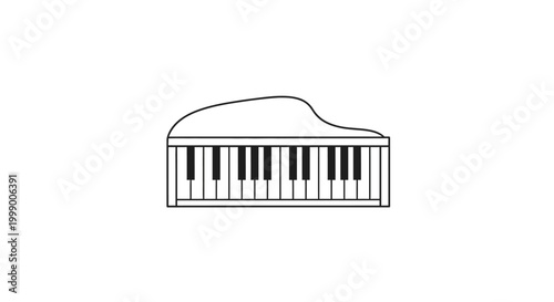 Flat Vector Illustration of a Grand Piano Musical Instrument Icon Minimalist Pictogram Symbol for Design Studio App Interface Isolated on White Background Graphic Element for Melodic Art