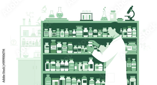 Pharmacist Arranging Medications on Shelves in Pharmacy