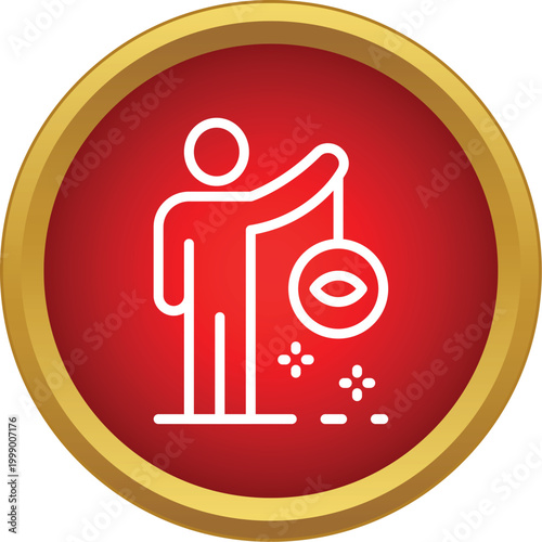 Person icon holding an eye pendulum symbolizing hypnosis or mind control