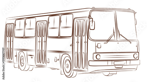 A sketch of a large passenger bus.