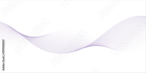Flowing wave lines background. Abstract smooth curved stripes template. Fine purple fluid shape. Horizontal design element. Vector