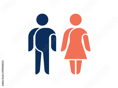 Minimalist graphic illustration of male and female gender symbols, often used for public facility signage like restrooms and washrooms.