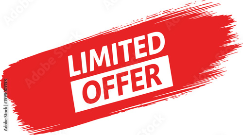 Red paint brush stroke limited offer banner template for retail marketing promotion and modern business advertising campaigns