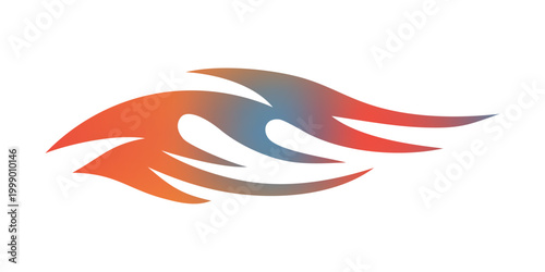Illustration of abstract silhouette fire flames tattoo vector art design in three colors. Tribal lame car vinyl decal and airbrush stencil. Orange, red, and blue.