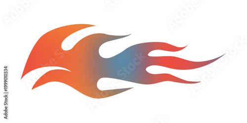 Illustration of abstract silhouette fire flames tattoo vector art design in three colors. Tribal lame car vinyl decal and airbrush stencil. Orange, red, and blue.