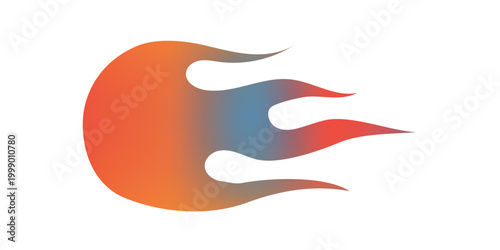 Abstract silhouette fire flames tattoo vector art illustration design in three colors. Tribal lame car vinyl decal and airbrush stencil. Orange, red, and blue