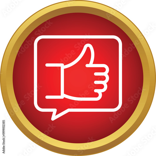 Hand showing thumbs up gesture in a speech bubble icon