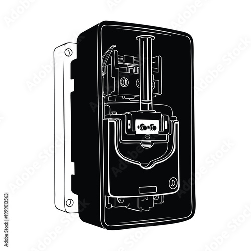Industrial control panel internal mechanism silhouette set bundle.