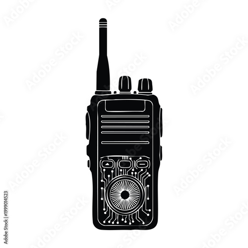 Silhouette set bundle of a walkie talkie radio, portable communication device.