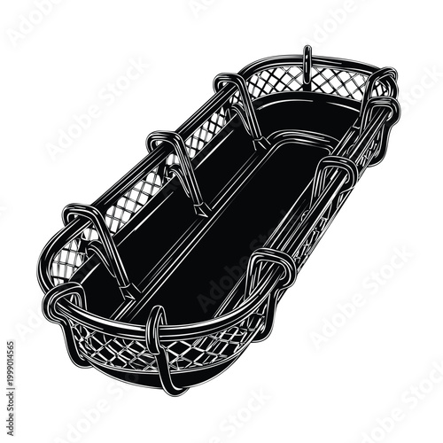 Sturdy rescue stretcher basket silhouette set bundle for safety equipment.