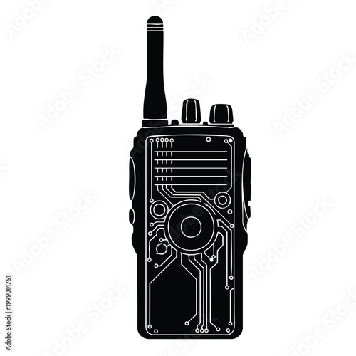 Walkie talkie silhouette set bundle, portable radio transceiver device circuit.