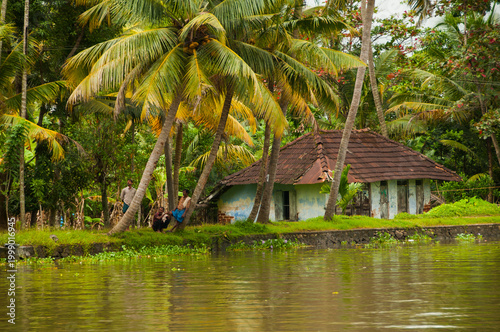 Schilderij op canvas Landscape of Alleppey backwaters, Kerala, India.