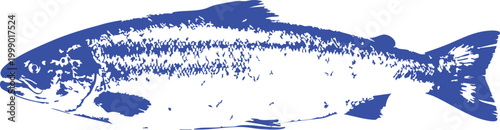 Stylized blue fish illustration a digital artwork depicting aquatic life with a unique textured aesthetic