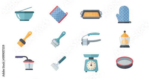 Foto set of kitchen tools icons on transparent background