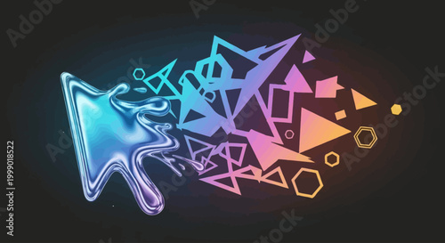 Fotografija Abstract digital art showcasing a cursor transforming into a myriad of geometric