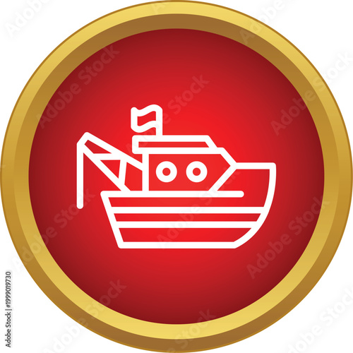 Fishing boat icon representing marine industry and seafood