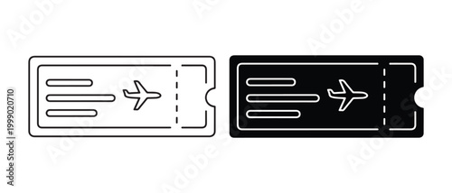 Collection of airline tickets with airplane icons for travel and transportation