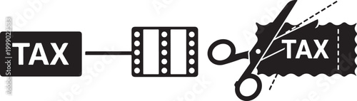 Tax reduction concept shown with a ticket being cut by scissors