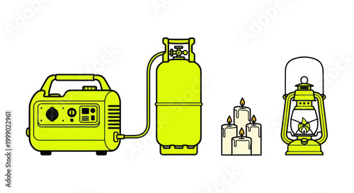 Power Outage Emergency Kit: Generator, Propane Tank, Candles, and Lantern
