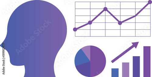 AI 人工知能 データ分析 経営改善 売上向上 ビジネス 成長 グラフ DX 背景素材 パープル