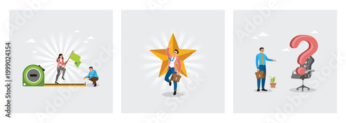 Manager Measures Progress With Tape.  Celebrates Victory With Golden Star. Talks With Question Mark.