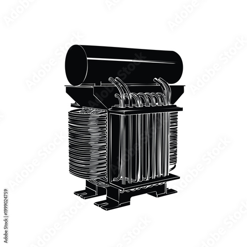 Electric power transformer silhouette set bundle for energy transmission.