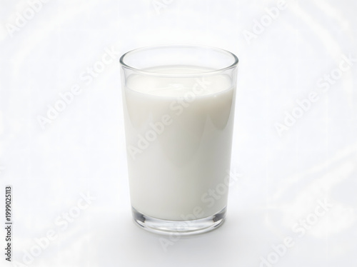 Glass of Fresh Cow Milk on White Background