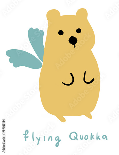 Flying Quokka with wings