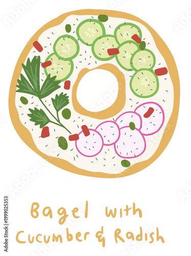Bagel Cucumber and Radish