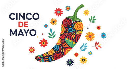 Colorful decorative shoe with floral patterns celebrating Cinco de Mayo festival and Mexican culture