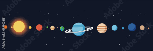 Flat Style Solar System Planet Sequence Illustration