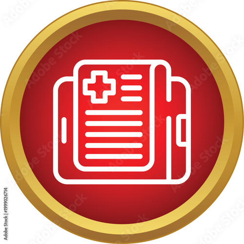 Mobile device displaying an electronic healthcare record with a medical cross symbol