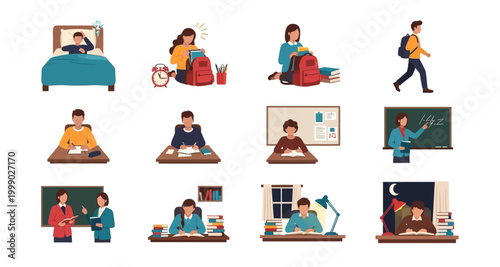 education scenes collection on transparent background high quality
