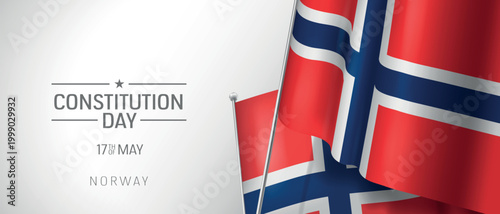 Norway happy constitution day greeting card, banner vector illustration